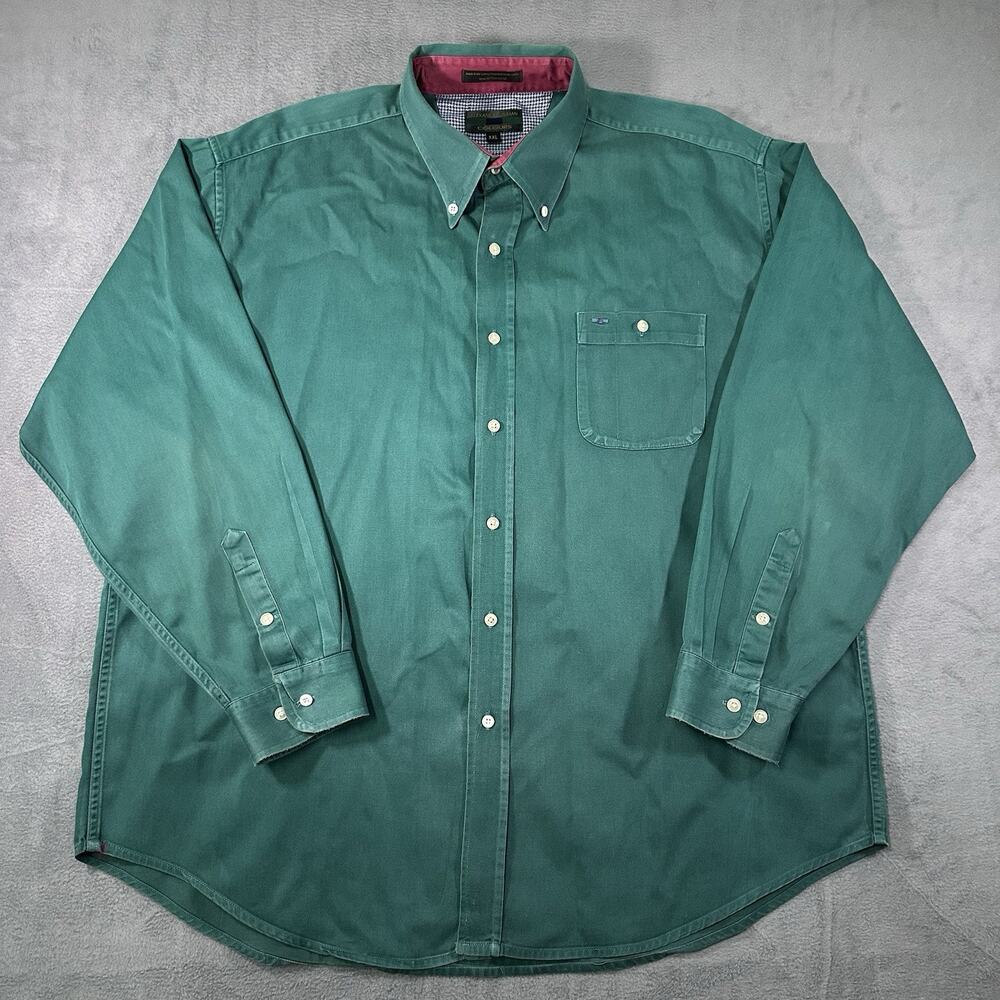 Alexander Julian Colours Button Down Shirt Green Mens XXL Cotton Y2K Casual